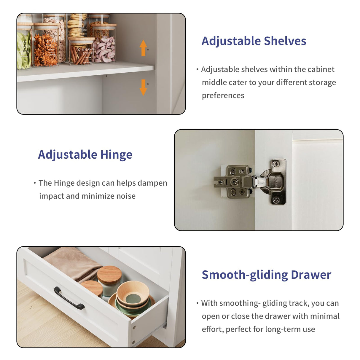 CARPETNAL 72" Tall Farmhouse Kitchen Pantry with Adjustable Shelves, Large Wood Storage Cabinet with Drawer & 2 Barn Doors, Freestanding Storage for Dining Room, Bathroom, Living Room, White, Set of 2 CARPETNAL