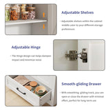 CARPETNAL 72" Tall Farmhouse Kitchen Pantry with Adjustable Shelves, Large Wood Storage Cabinet with Drawer & 2 Barn Doors, Freestanding Storage for Dining Room, Bathroom, Living Room, White, Set of 2 CARPETNAL