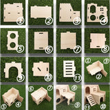 Tiny Hamster Maze Wood House Fun Slide House Double-Decker Hut for Dwarf Gerbil Mouse Mice Rat Small Animals(Only for Small Hamster) kcrygogo