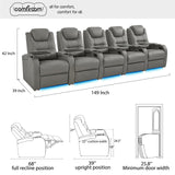 comfiroom Home Theater Seating Seats Simple Style Top Grain Nappa Leather Recliner Chair Dual Power Movie Theater Chairs Gaming Sofa Electric Headrest with Tray Table comfiroom