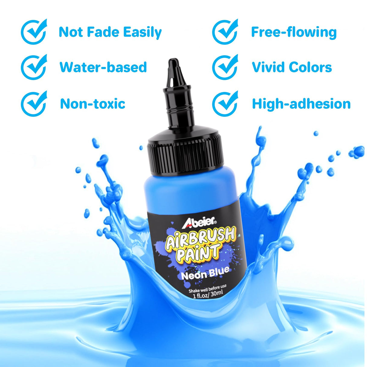 ABEIER Airbrush Paint, 28 Colors x 1oz (30ml) with 2 Thinner, Ready to Spray, Non-Toxic, Water-Based Acrylic Airbrush Paint Set for Metal, Models ABEIER