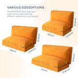 MAXYOYO Bean Bag Bed Folding Sofa Bed Floor Mattress for Adults, Extra Thick and Long Floor Sofa with Corded Washable Cover, Orange, 30x95 Inch MAXYOYO