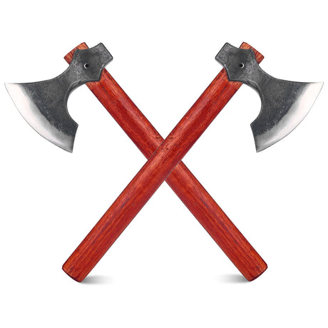 16" Throwing Axe Set with Beech Wood Handle, Professional Throwing Hatchet Set of Two, Viking Style Throwing Tomahawks with Steel Wedge for Adults' Competition and Outdoor Recreation, Red LUIOUS