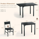 HUAHUU Dining Table Set for 4, Extendable Kitchen Table Cushion Chairs Set of 4, Rectangle Dining Table with Metal Frame & MDF Board, Folding for Small Apartment Saving Space, Black HUAHUU