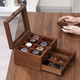 ProCase Wooden Watch Case for Men, 8 Slot Mens Watch Box With Drawer, 2-Layer Watch Display Case, 8 Watch Holder Organizer, Jewelry and Watch Storage Organizer for Men Women -8 Slot, Brown ProCase