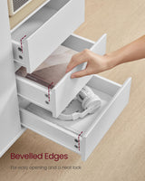 VASAGLE Sideboard, Buffet Cabinet with Doors and Height Adjustable Shelf, 3 Drawers, Open Compartment, Modern, 15.7 x 40.7 x 33.5 Inches, for Living Room, Kitchen, Study, Cloud White UBBK273W11 VASAGLE