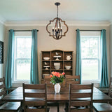 Rviezza 19.49'' Farmhouse Wood Chandelier, 4-Light Rustic Dining Room Light Fixture, Orb Chandelier Light Adjustable Height, Pendant Lighting for Kitchen Island Foyer Living Room Over Dining Table Rviezza