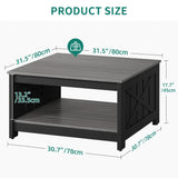 YITAHOME Coffee Table Farmhouse Coffee Table with Storage Rustic Wood Cocktail Table,Square Coffee Table for Living Meeting Room with Half Open Storage Compartment,Grey and Black YITAHOME