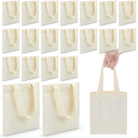 Amylove Mini Tote Bag Sublimation Blank Canvas Tote Bags Reusable Grocery Bags DIY Sack Goody Bag for Party Event Bag(8.5 x 8 Inch,Natural Color,24 Pcs) Amylove