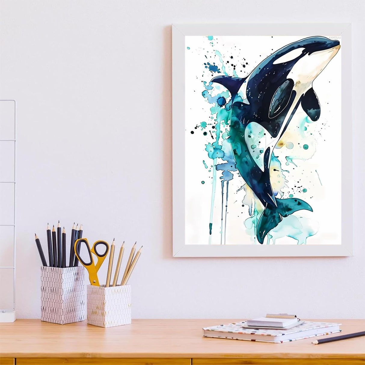 Diamond Painting for Adults 5D Whale Jumping into The Sea Full Drill Diamond Art Kit, DIY Whale Gem Painting Set Bedroom Living Room Wall Decor Gifts 12x16 inch KAYEIUU