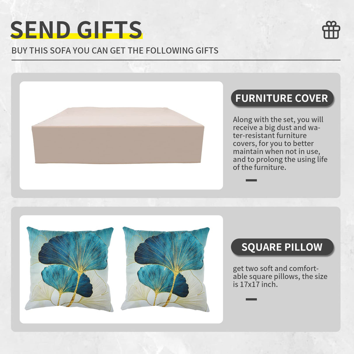 Lviden 9 Pieces Wicker Patio Furniture Set Outdoor PE Rattan Sectional Conversation Sofa Set with Peacock Blue Cushions and 45” gas fire pit table Lviden