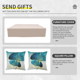 Lviden 9 Pieces Wicker Patio Furniture Set Outdoor PE Rattan Sectional Conversation Sofa Set with Peacock Blue Cushions and 45” gas fire pit table Lviden