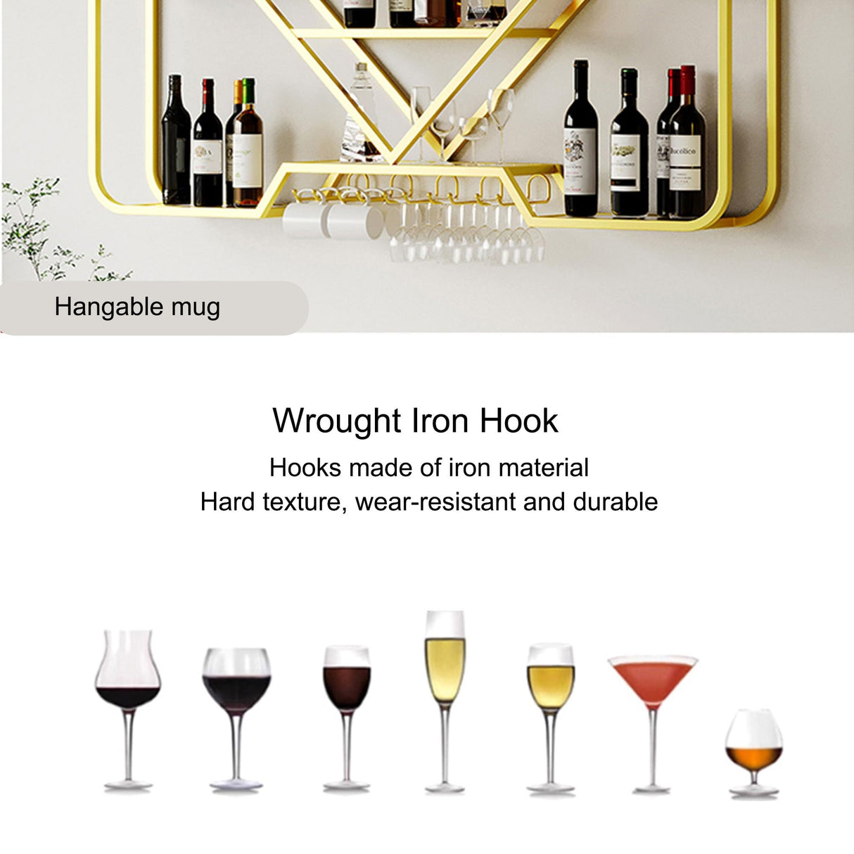 JOSIAHCQ Wine Rack Floating Bar Shelves Wall Mounted with Hanging Wine Glass Holder Liquor Cabinet Bottle Display Shelf Kitchen Shelf with Light Strip for Home Bar JOSIAHCQ