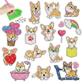 MEGZIHXN Kawaii Diamond Art Stickers,Corgi Puppy Peach Butt Sports Bath Hot Air Balloon Rainbow Love with Holographic Stickers Gem Painting Diamond Art Kits for Kids MEGZIHXN
