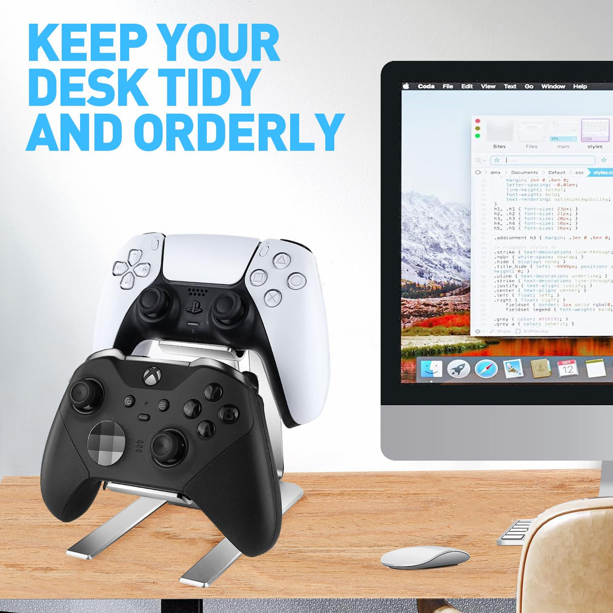 Controller Holder – 2 Tier Universal Aluminum Display Stand Accessories PC Gaming Desk Decor Stuff Gamer Gifts for Xbox Series X S, Elite 2, PS5, PS4, PS3, Switch Pro and Almost All Controller Niubixx