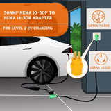 Kanayu 3 Prong Stove Adapter Compatible with NEMA 10-50P to 14-50R Adapter 3 Prong Male Plug to 4 Female Receptacle 50Amp EV Charger Generator Welder Dryer Power Cord Connector(Yellow) Kanayu