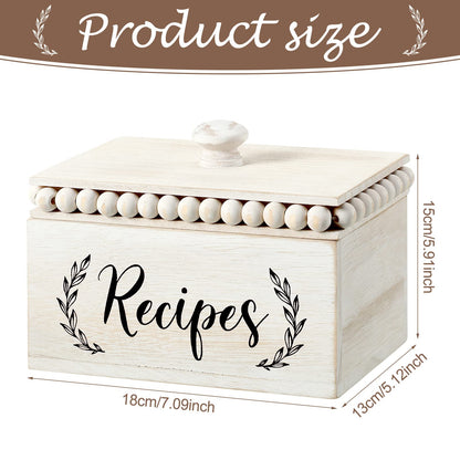 Kathfly Rustic White Recipe Box Wooden Beaded Recipe Box Farmhouse Recipe Holder and Organizer Personalized Recipe Box Bridal Shower Wedding Registry Must Haves for Wedding Birthday Housewarm - WoodArtSupply