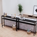 Timberer Narrow Console Table, 47 Inch Sofa Table with Adjustable Shelf, 2-Tier Long Skinny Table for Hallway, Entryway, Living Room, Foyer, Black Timberer