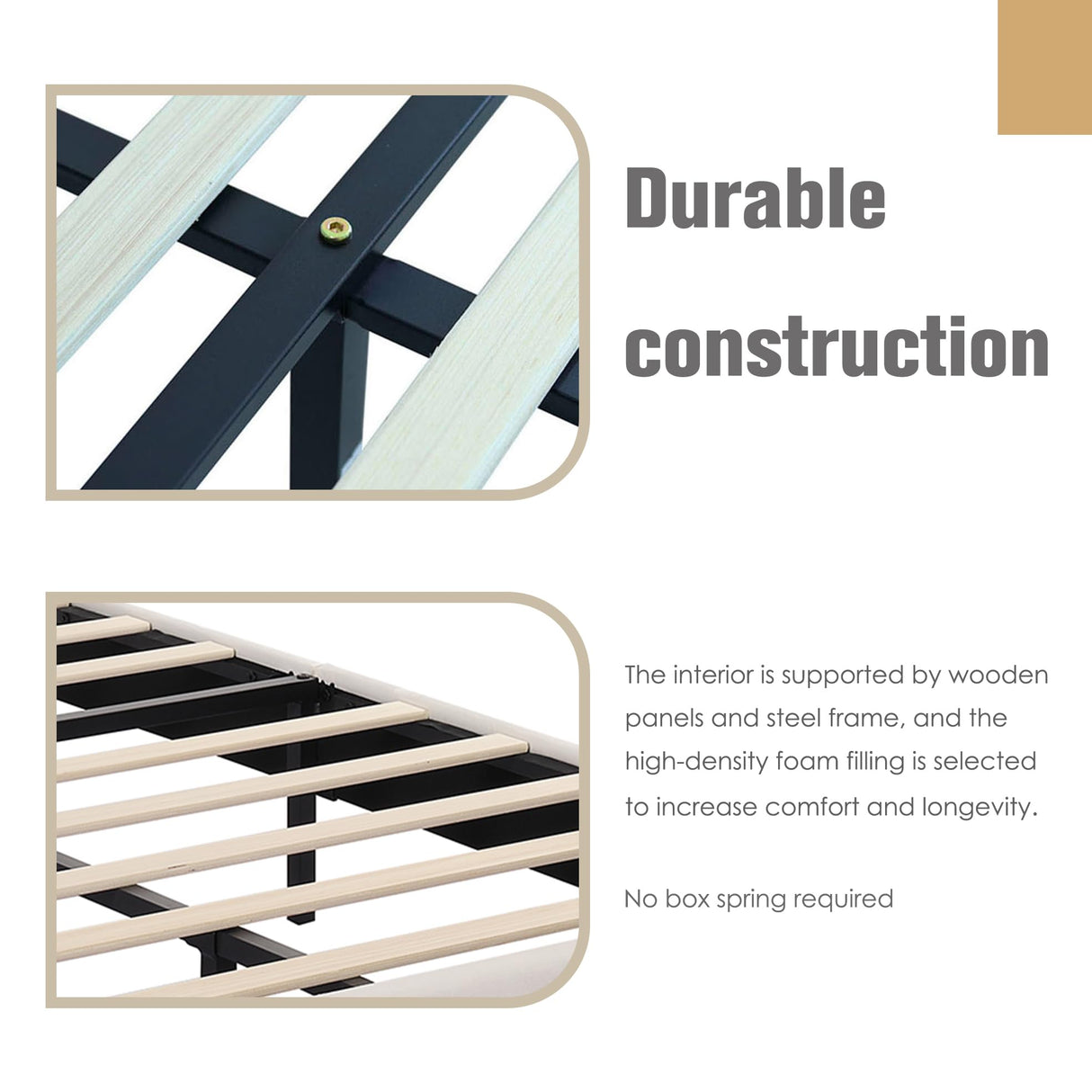 AGARTT Upholstered Platform Bed Frame Twin Size with Headboard and Footboard/Wooden Slats Support/No Box Spring Needed/Easy Assembly,Beige Velvet AGARTT