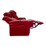 Seatcraft Anthem Home Theater Seating Living Room - Italian Leather - Power Recline Sofa - Fold-Down Table - Powered Headrests - Arm Storage - AC/USB and Wireless Charging - Cup Holders, Red Seatcraft