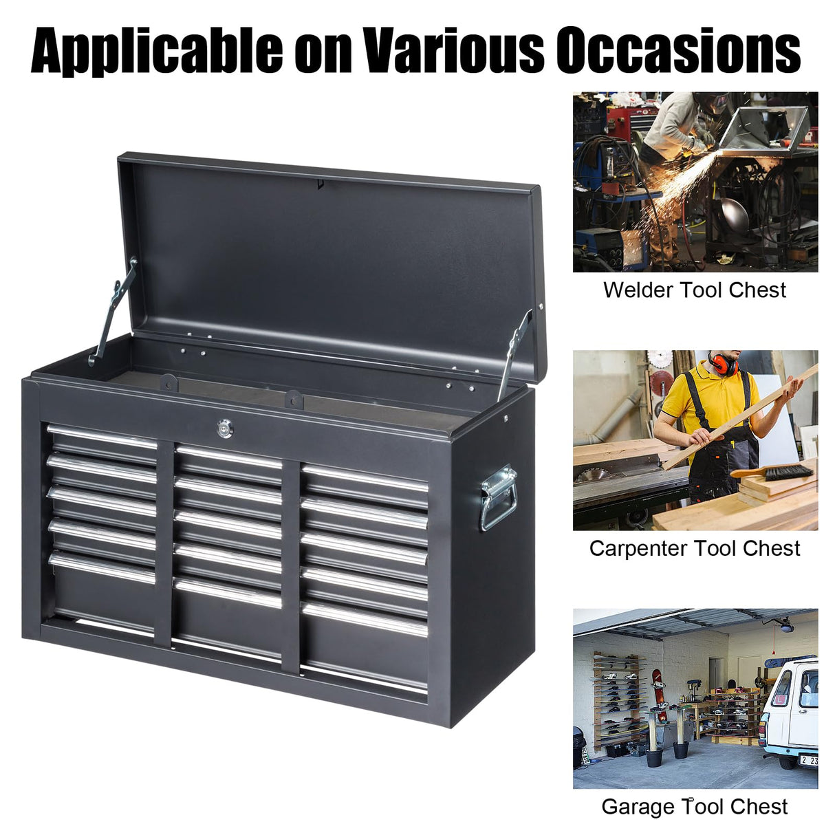 Winado 24" Portable Tool Box, 5 Drawers & Top Storage Tray Tool Box with Drawers, Lockable Metal Tool Chest Cabinet for Garage, Warehouse, Repair Shop & Home Winado