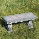 Roman Memorial Bench with Verse Inscribed on Top, 15.25-Inch, Resin, Small Roman