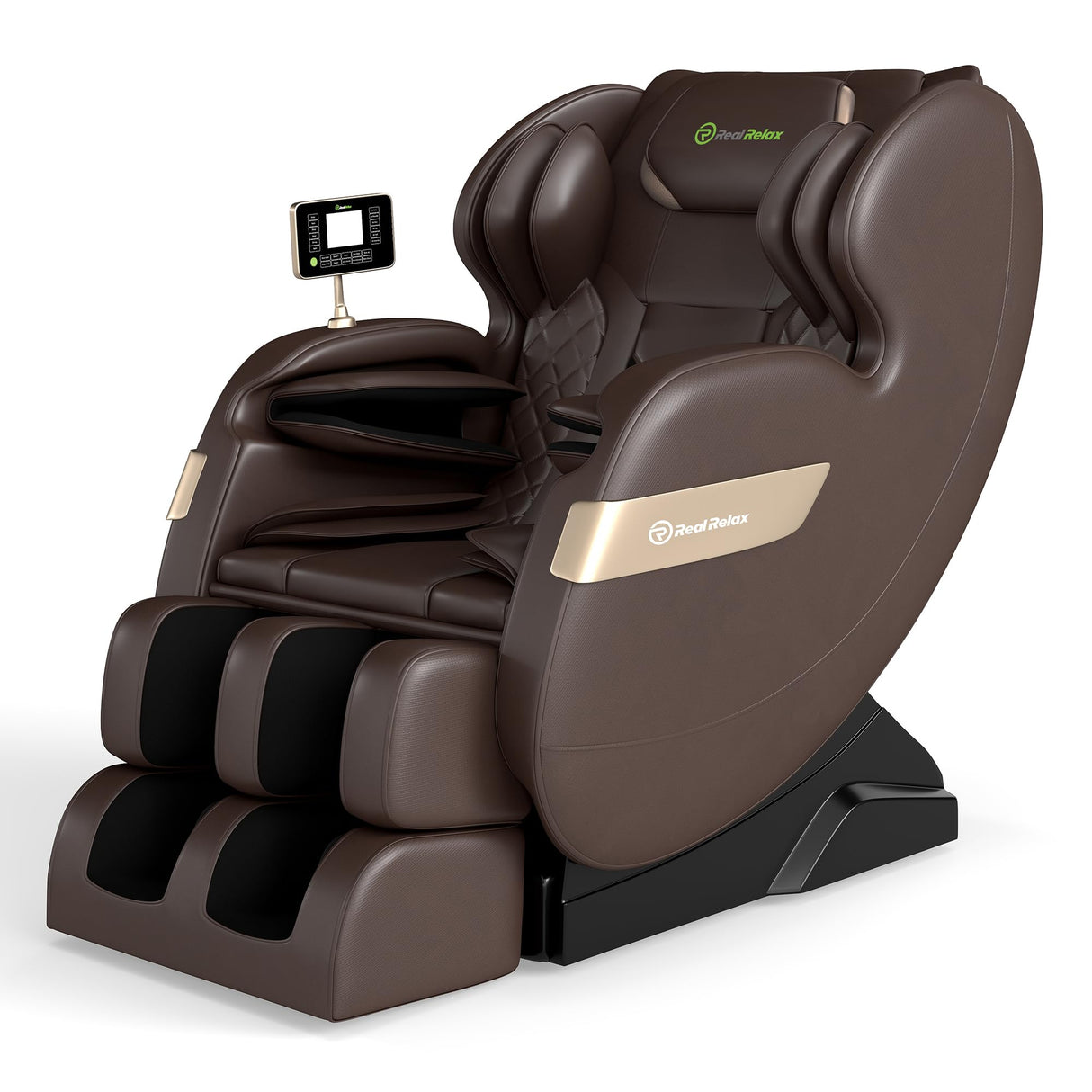 Real Relax 2025 Full Body Massage Chair of Dual-core S Track,Shiatsu Massage Recliner of Zero Gravity with APP and LCD Control,Lower Back and Calf Heating,Bluetooth,Home or Office Use,Brown Real Relax