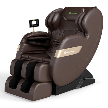 Real Relax 2025 Full Body Massage Chair of Dual-core S Track,Shiatsu Massage Recliner of Zero Gravity with APP and LCD Control,Lower Back and Calf Heating,Bluetooth,Home or Office Use,Brown Real Relax
