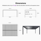 PURPLE LEAF LED Louvered Pergola 12'x 16' Full Aluminum Frame and Adjustable Roof Integrated Strip Lights for Outdoor Deck Garden Patio Gray Hardtop Gazebo Pergola PURPLE LEAF