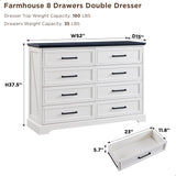 ACCOHOHO Farmhouse 8 Drawers Dresser Chests for Bedroom,52" Wide Wood Rustic Chest of Drawers with Metal Handle,Natural Texture,Drawer Organizer for Bedroom,Living Room,Hallway and Entryway,White ACCOHOHO