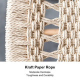 homary Natural Ash Wood Stool Ottoman Hand-Woven Foot Stool, Entryway Bench for Living Room & Bedroom, Comfortable Functional Seating homary