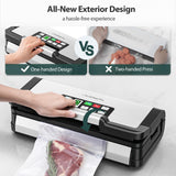 Precision Vacuum Sealer Machine Pro, 2X Seal & 130W Pump Powerful Vacuum Sealer for Food,10-in-1 Functions with Handle Design, Built-in Cutter&Bags Storage&Hose, 2 Bags Rolls, Stainless Steel Beelicious Pro