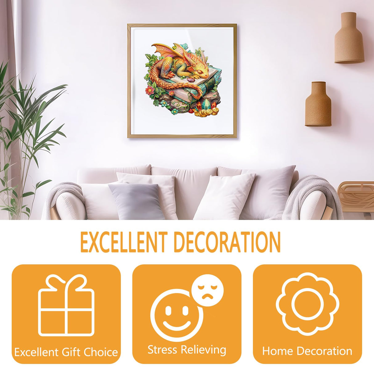 Wooden Puzzles for Adults - Sleeping Dragon Wooden Puzzle, Unique Shape Wooden Jigsaw Puzzles for Adults, Wood Puzzles Adult, Perfect for Birthday Gift, Family Puzzle, 200 Piece 11.4 x 10.9in Medium Pijesaksa