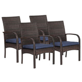 SAILARY Outdoor Wicker Patio Dining Chairs with Padded Cushions Set of 4: Porch Rattan Chairs Club Chairs with High Back and Deep Seating 350lbs, Brown SAILARY