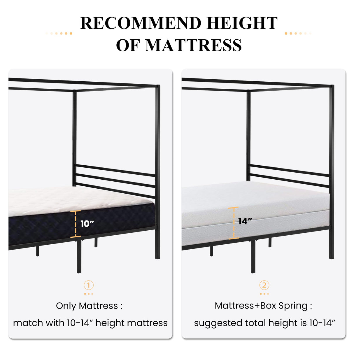 SHA CERLIN Canopy Bed Frame Full Size/Mattress Foundation with Metal Slats Support/No Box Spring Needed/Easy Assembly/Black SHA CERLIN