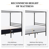 SHA CERLIN Canopy Bed Frame Queen Size/Mattress Foundation with Metal Slats Support/No Box Spring Needed/Easy Assembly/Black SHA CERLIN