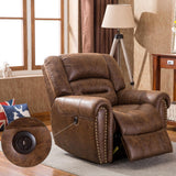 CANMOV Power Recliner Chair,Faux Leather Electric Recliner Chair with Padded Arms and Adjustable Backrest,Single Sofa with USB Charger for Living Room,Nut Brown CANMOV