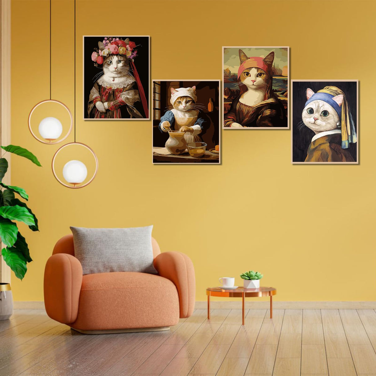 CTEOUNPT 5D Diamond Art Kits for Adults - Funny Cat Diamond Painting Kit, DIY Mosaic Canvas Crafts, Cute Cat Wall Decor for Beginners (4pcs, 11.8 * 15.7in) CTEOUNPT