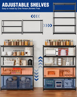 WORKPRO 5-Tier Heavy Duty Metal Shelving Unit, 72”H x 48”W x 24”D, Adjustable Storage Rack with 4000 lbs Capacity, for Garage, Basement, Workshop, Warehouse WORKPRO