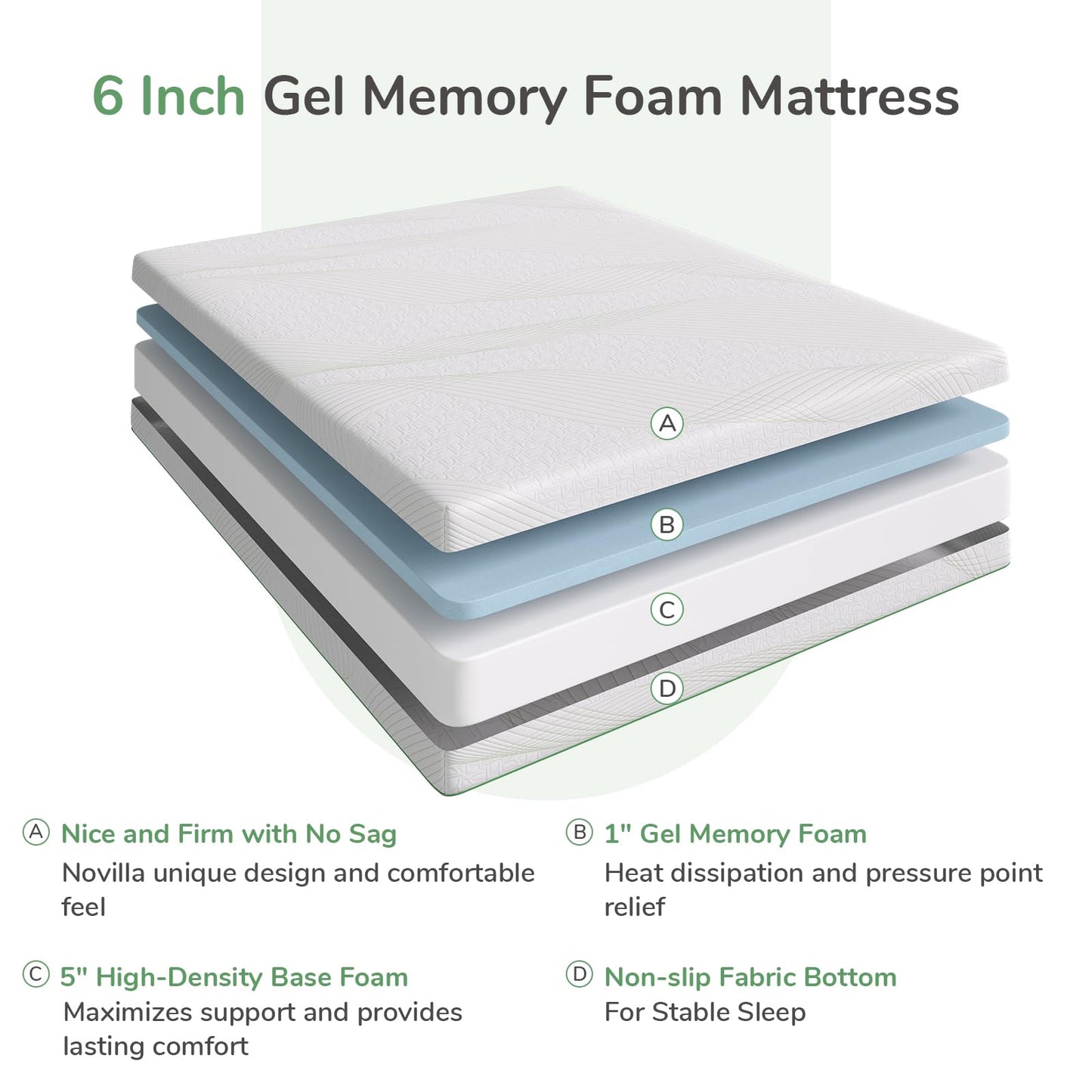 Novilla Twin Size Mattress, Memory Foam Mattress Twin 6 Inch, Cooling Twin Mattress in a Box for Back Pain Relief, Medium Firm Mattress with Edge Support & Motion Isolation, Ataraxia