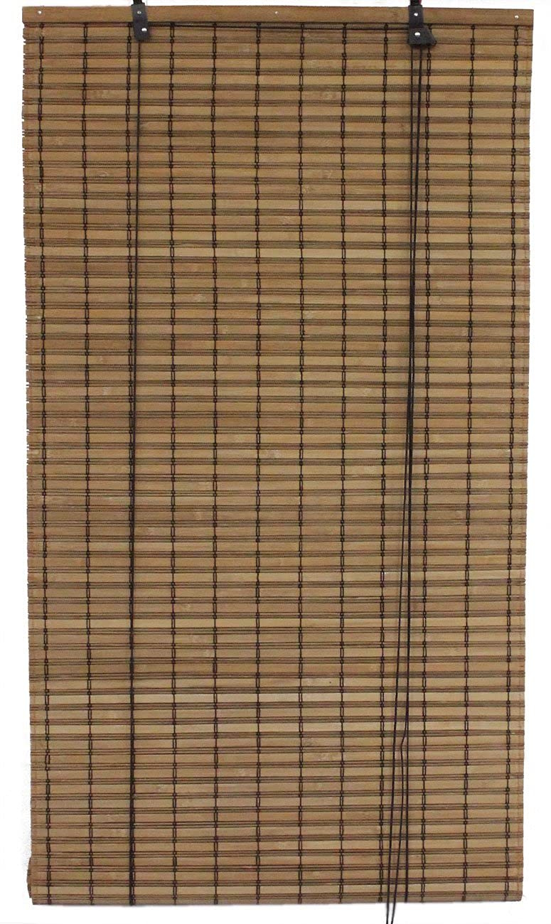 Seta Direct, Brown Bamboo Slat Roll Up Blind - 95-Inch Wide by 72-Inch Long - WoodArtSupply