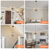 HMVPL Famrhouse Chandeliers for Bedrooms,6-Lights Dining Room Light Fixtures Over Table,Farmhouse Wooden Pendant Light with Candle Sockets,Retro Chandelier for Living Room Kitchen Foyer Island(20.1") HMVPL