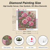 FHBUBPUP Pink Rose Diamond Painting Kits for Adults, Pink Rose Diamond Art Kits, Full Drill Round Gem Art, DIY Flower Paint with Diamond Kits Beads Crafts for Home Wall Decoration Gifts 12x12 inch FHBUBPUP