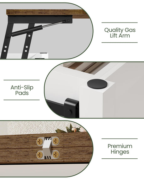 CHOEZON Coffee Table Lift Top, 4 in 1 Convertible Coffee Table, Farmhouse Coffee Tables, with Hidden Compartments, with Sliding Doors, for Living Room, Apartment, White and Walnut MKF01WL CHOEZON