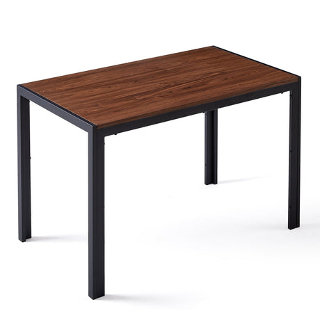 Homedot Modern Mid-Century Dining Table Walnut with Metal Frame, 47" Rectangular Kitchen Table Imitation Wood Home Office Desk Wooden Kitchen Table with Thick Tabletop for Small Spaces, Apartment Homedot