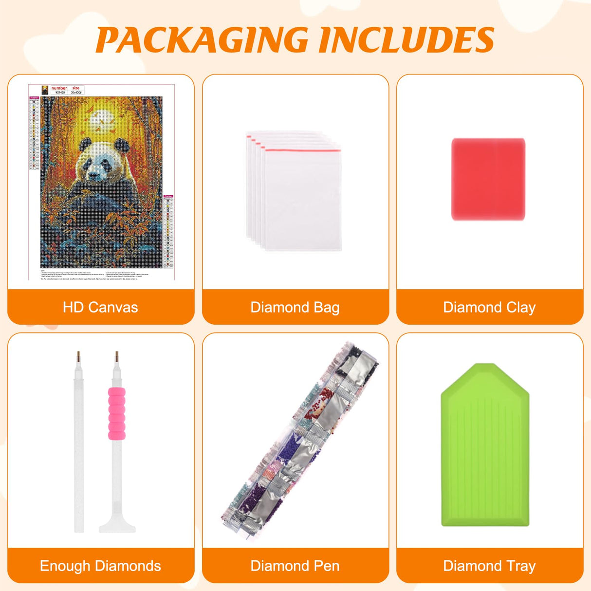 RICUVED Diamond Art Painting Kits for Adults, Panda Diamond Painting Kits 5D Animal Diamond Art Kit for Beginner, Diamond Painting Full Round Drill Art and Crafts for Gift Decor 30x40cm RICUVED