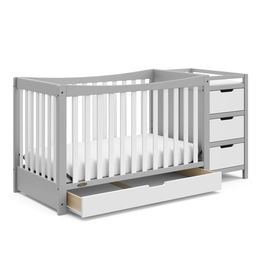 Graco Remi 4-In-1 Convertible Crib & Changer With Drawer (Pebble Gray & White) – GREENGUARD Gold Certified, Crib And Changing-Table Combo, Includes Changing Pad, Converts To Toddler Bed, Full - WoodArtSupply