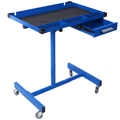 Adjustable Tear Down Work Table with Drawer, Rolling Workbench Work Table for Garages, Repair Shops, DIY, Portable 2.5" Swivel Casters, 220 Pound Capacity, Rubber Corners, Heavy Duty Steel (Blue, /) Generic