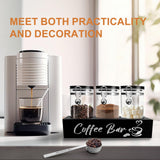 MACIFECI Glass Coffee Containers with Shelf Coffee Station Organizer 54oz Black Glass Coffee Bean Storage Canister with Spoon Coffee Canister Set Kitchen Food Storage Jars for Coffee, Sugar, Candy MACIFECI