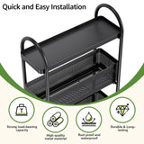 KINGRACK 3-Tier Slim Storage Cart with Pull Out Basket, Rolling Bathroom Organizer Utility, Metal Shelving Unit Slide Out, Lockable Wheels, Easy Assembly for Narrow Place, Kitchen, Laundry Room, Black KINGRACK